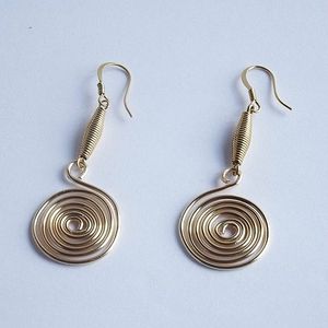 Gold Spiraled Wire/Coiled Dangle Earrings 2.75'